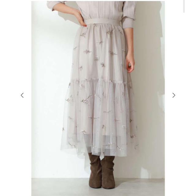 PROPORTION BODY DRESSING(プロポーションボディドレッシング)のフラワー刺繍ティアードチュールスカート レディースのスカート(ロングスカート)の商品写真