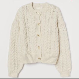 エイチアンドエイチ(H&H)の新品未使用　Ｈ＆Ｍ　ケーブルニットカーディガン　サイズM(カーディガン)