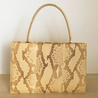 セリーヌ(celine)のお値下げ　極美品 Old CELINE レア クラスプ パイソン  バッグ(ハンドバッグ)