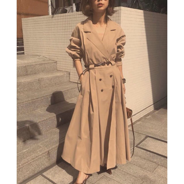 LONG COAT LIK BELT DRESS  トレンチワンピース