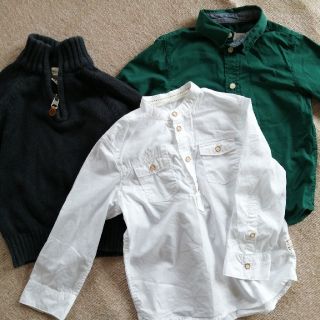 エイチアンドエム(H&M)のＨ&Ｍ110　ニットとシャツ 三点セット(Tシャツ/カットソー)