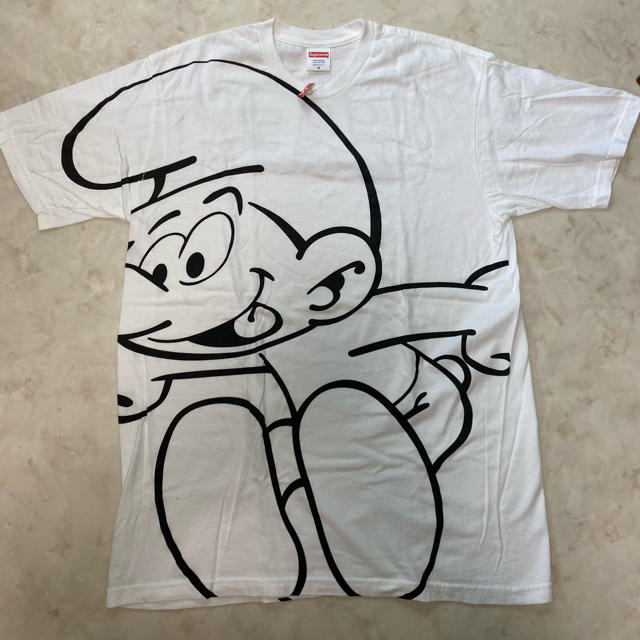 Supreme シュプリーム Smurfs Tシャツ M白 ステッカー付