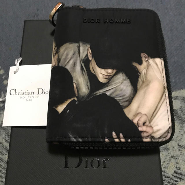 Dior homme men18aw ペイント折畳みジッパー付き財布　ウォレット