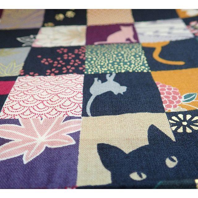 QUILT GATE猫柄生地☆紫・赤系市松☆キルトゲイト(約110㎝幅×100㎝ ハンドメイドの素材/材料(生地/糸)の商品写真