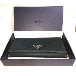 プラダ(PRADA)のPRADA プラダ 二つ折り 長財布 ブラック 箱付き(財布)