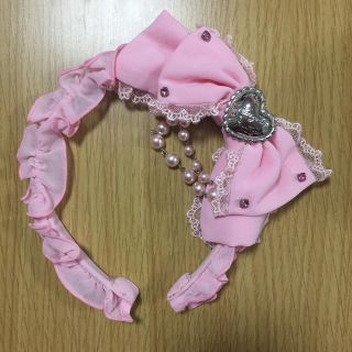 Heartカチューシャ ピンク×クロ Angelic Pretty