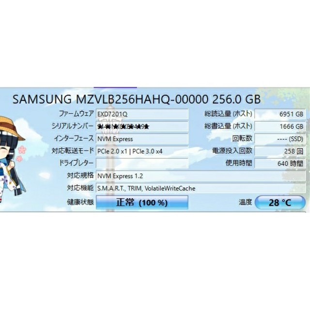 SAMSUNG SSD PM981 256GB PCI-e MVMe 2280 1