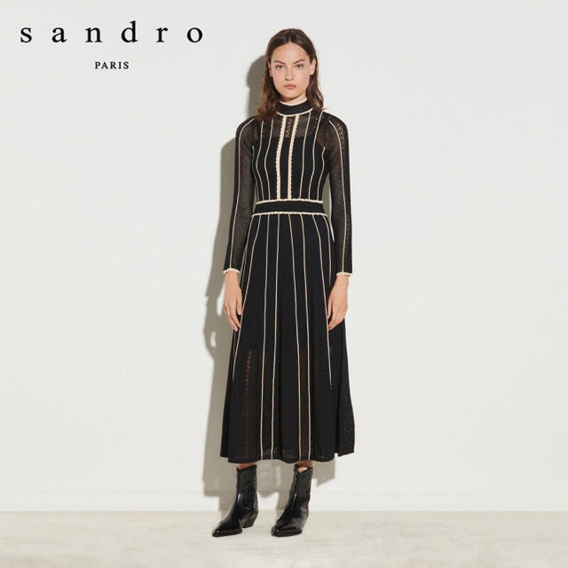 Sandro - ❤️Sandro2020秋冬新作 新品 黒柄ワンピース 綺麗上品の通販