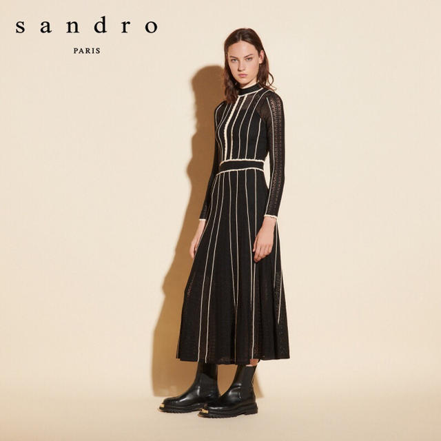 ❤️Sandro2020秋冬新作　新品　黒柄ワンピース　綺麗上品