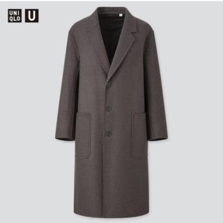 ユニクロ(UNIQLO)のダブルフェイスオーバーコート　グレー　サイズ:M(チェスターコート)