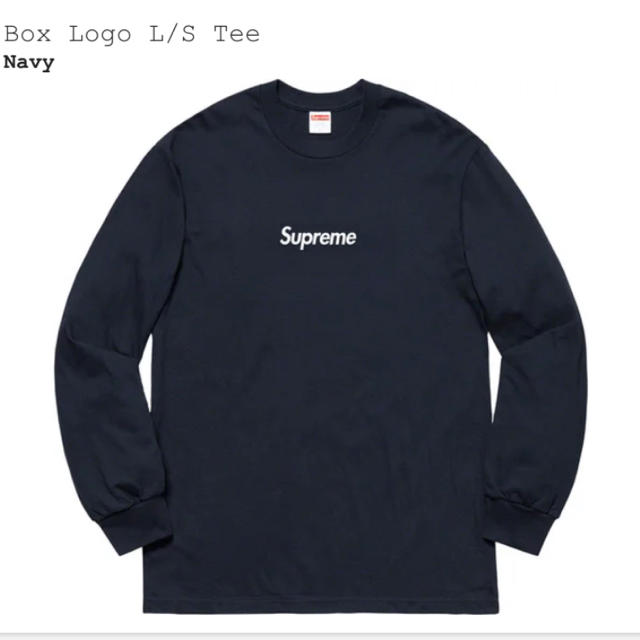 supreme Box logo L/S tee ネイビー XL - Tシャツ/カットソー(七分/長袖)