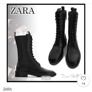 ザラ(ZARA)のmini様 ＊ZARA ＊本革レースアップアンクルブーツ(ブーツ)