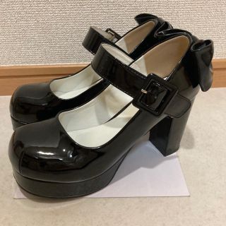 シロップ(syrup.)のRoseMarie seoir lady ribbon shoes ブラック　M(ハイヒール/パンプス)