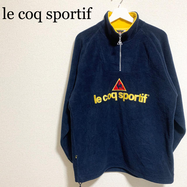 le coq sportif(ルコックスポルティフ)の90s ルコックスポルティフ フリース メンズM 紺 ハーフジップ 古着 ロゴ メンズのトップス(その他)の商品写真