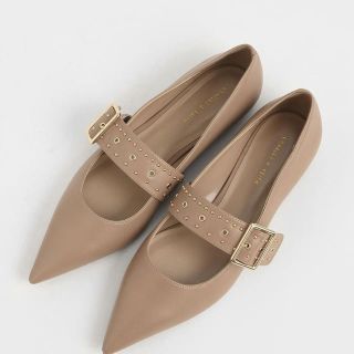 チャールズアンドキース(Charles and Keith)のスタッズメリージェーン バレリーナフラット(ハイヒール/パンプス)