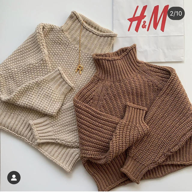 H&M(エイチアンドエム)のH&M チャンキーニット　ブラウン　XS レディースのトップス(ニット/セーター)の商品写真