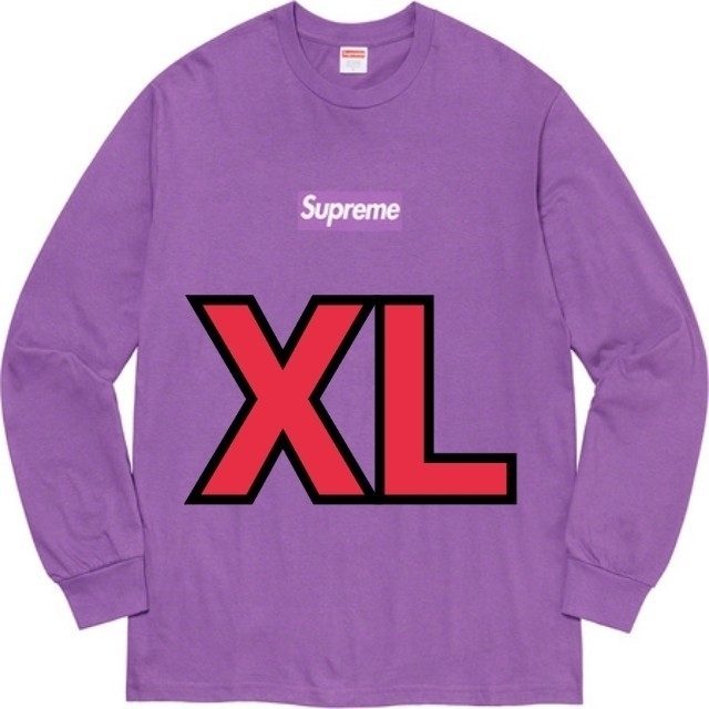 Supreme Box Logo L/S Tee Purple 紫 XL - Tシャツ/カットソー(七分/長袖)