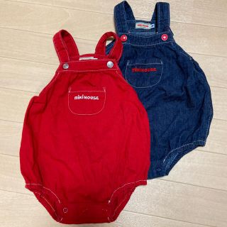 ミキハウス(mikihouse)の【美品】ミキハウス　ロンパース　80〜90センチ(ロンパース)