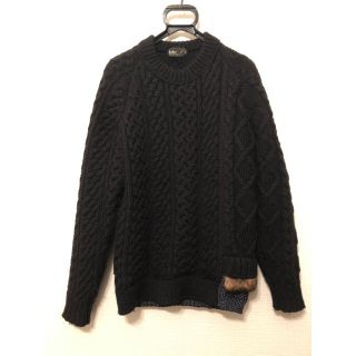 カラー(kolor)のkolor ファー付 ローゲージ ニット 黒 size 1(ニット/セーター)