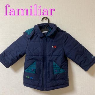 familiar ファミリア ライナー付 3way コート 紺　チェック　130