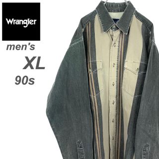 ラングラー(Wrangler)の【希少☆USA製 90s】ラングラー マルチストライプシャツ グリーン系(シャツ)