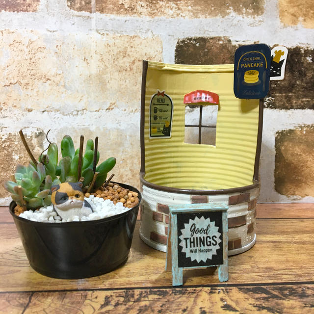 多肉植物の寄せ植え　リメ缶(ネコのパンケーキ屋さん) ハンドメイドのフラワー/ガーデン(その他)の商品写真