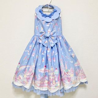 アンジェリックプリティー(Angelic Pretty)のAngelicPretty milky planet ジャンパースカート青(ひざ丈ワンピース)