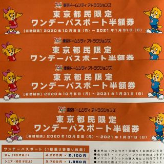 ヨミウリジャイアンツ(読売ジャイアンツ)の東京ドームシティ半額券(遊園地/テーマパーク)