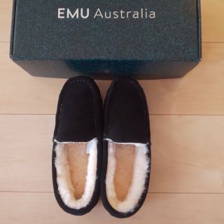 エミュー(EMU)の新品 EMU ボア モカシン TALIA 23cm エミュー タリア ブラック(スリッポン/モカシン)