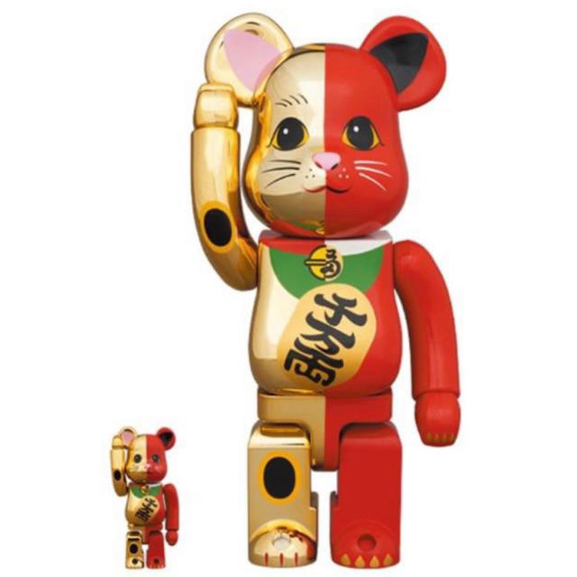 BE@RBRICK 招き猫 金×赤 100％ & 400％ 2個セットおもちゃ/ぬいぐるみ