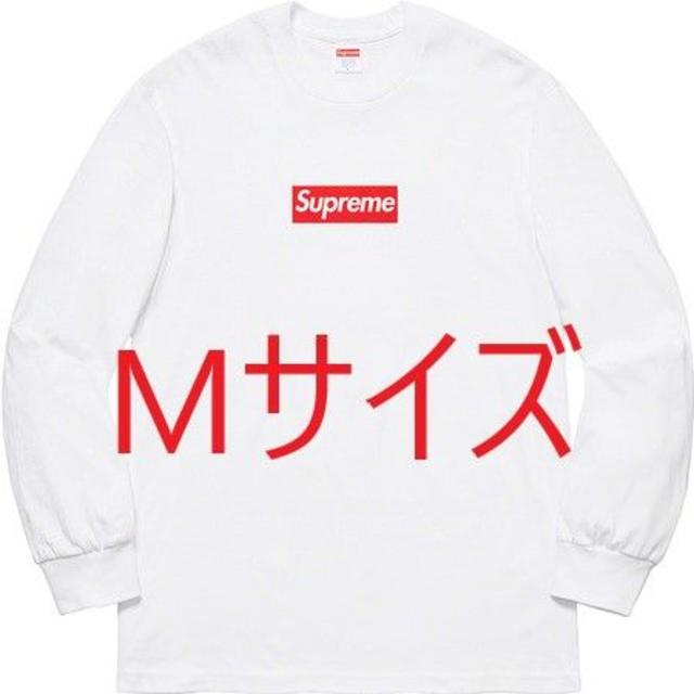 Supreme Box Logo L/S Tee White MTシャツ/カットソー(七分/長袖)