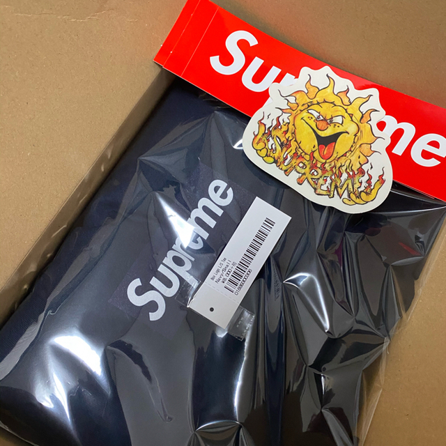 SUPREME box logo L/S tee  Navy SサイズTシャツ/カットソー(七分/長袖)