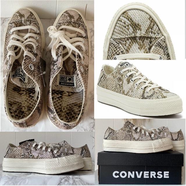 CONVERSE(コンバース)のコンバース Lift OX Egret スネーク 厚底 スニーカー 24.5cm レディースの靴/シューズ(スニーカー)の商品写真