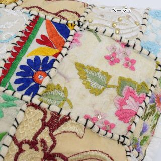 北インド 刺繍カンバディア パッチワーク クッションカバー