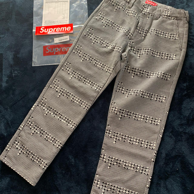 supreme black hounds tooth ワークパンツ 32インチ