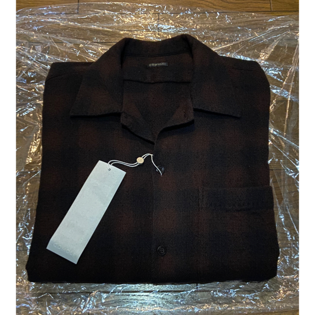 COMOLI - comoli ウールチェックオープンカラーシャツ 3 新品 Brownの ...