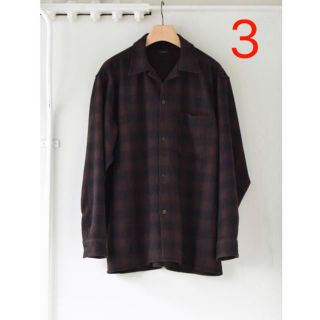 コモリ(COMOLI)のcomoli ウールチェックオープンカラーシャツ 3 新品 Brown(シャツ)