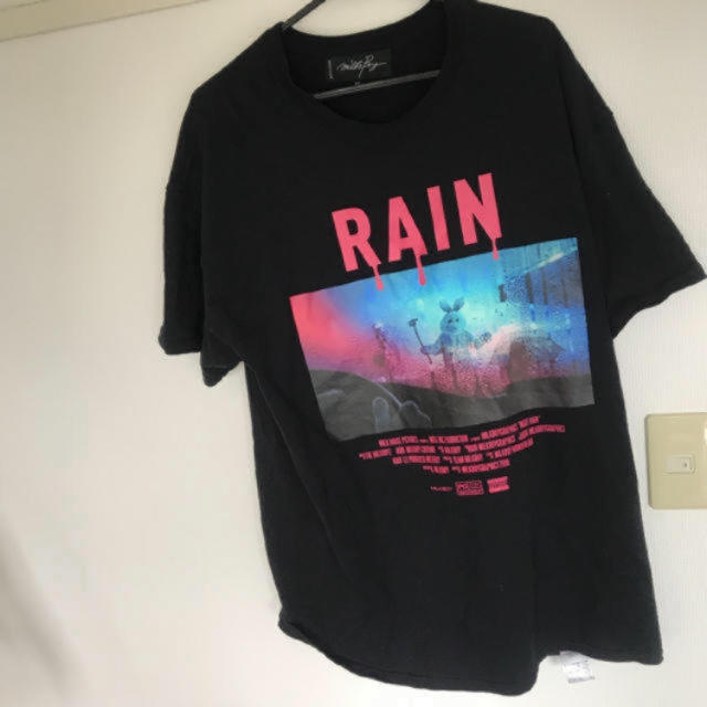 MILKBOY(ミルクボーイ)のMILKBOY RAIN BUNNY Tシャツ うさぎ ブラック みっき〜着用 メンズのトップス(Tシャツ/カットソー(半袖/袖なし))の商品写真