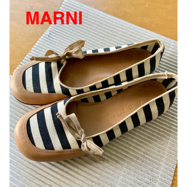 難有 MARNI ボーダー x ヌメ革 スリッポン モカシン 35ハーフ マルニ | フリマアプリ ラクマ