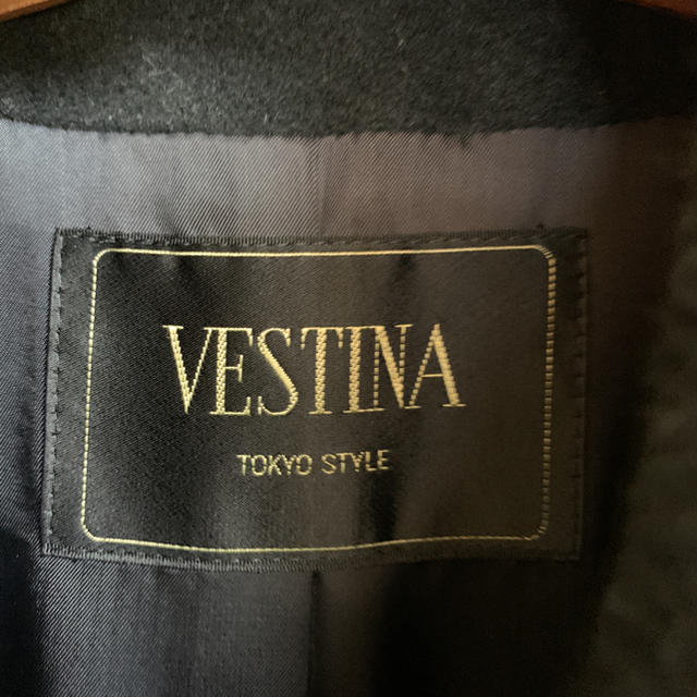 【Vestina】カシミア100%黒ロングコート