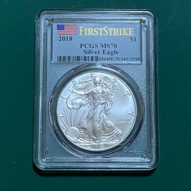 アメリカ イーグル銀貨 PCGS-MS70(2018年) -1オンス銀貨-