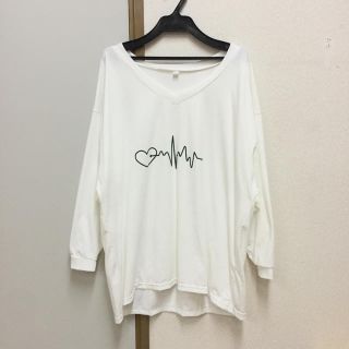 【同梱限定】ハートドキドキＶネックオーバーロンT 白(Tシャツ/カットソー(七分/長袖))