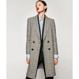 ザラ(ZARA)のZARA チェック柄チェスターコート(チェスターコート)