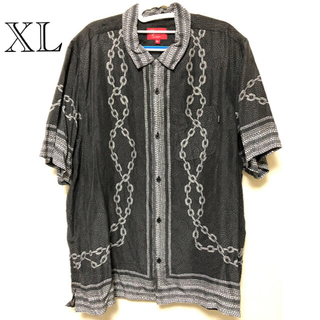 シュプリーム(Supreme)の美品 Supreme Mosaic Silk S/S Shirt 黒 XL(シャツ)