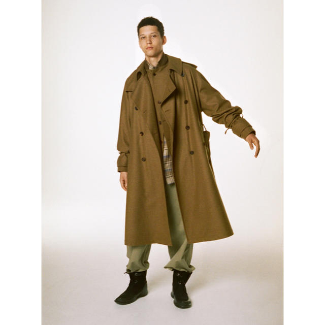 AURALEE WOOL CASHMERE FLANNEL BIG TRENCH