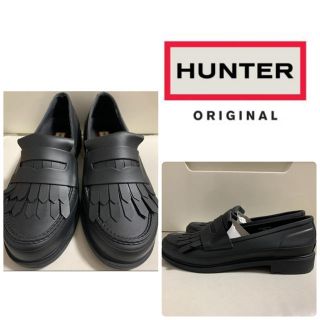 ハンター(HUNTER)の美品　ハンター　ブラックラバー　フリンジ　レインブーツ(レインブーツ/長靴)