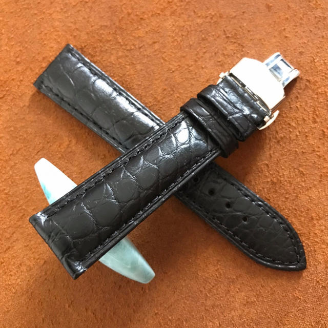 18、19、20、22mm 本革 クロコダイル 黒 腕時計ベルト ワニ革の 18、19、20、22mm 本革 クロコダイル 黒 腕時計ベルト ワニ革の