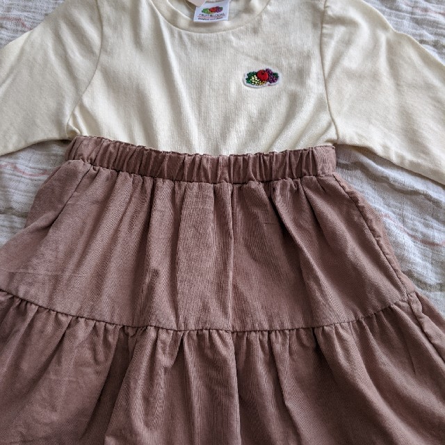 petit main(プティマイン)のRisa様専用　petitmain   ドッキングワンピース90cm キッズ/ベビー/マタニティのキッズ服女の子用(90cm~)(ワンピース)の商品写真