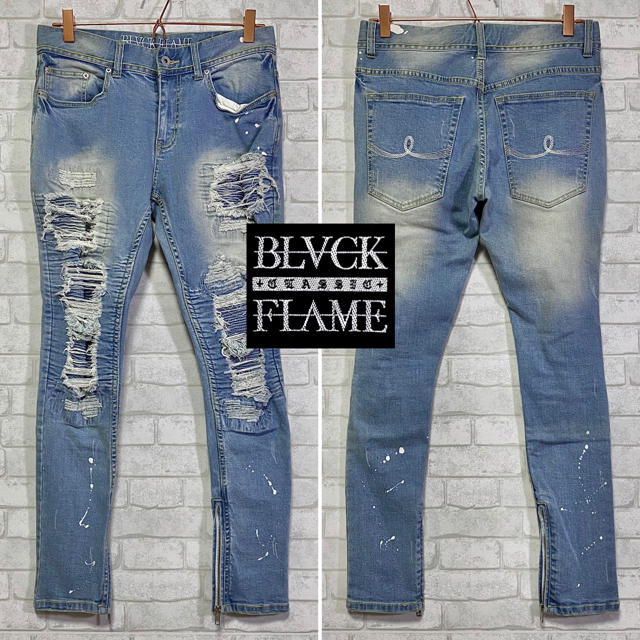 【 BLACK FLAME 】ブラックフレイム バイカーパンツ ストレッチ