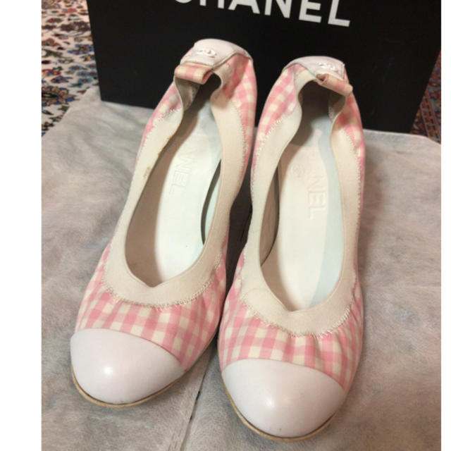 CHANEL(シャネル)のシャネルクルーズ ヒールパンプス☆ギンガムチェック☆ピンク レディースの靴/シューズ(ハイヒール/パンプス)の商品写真